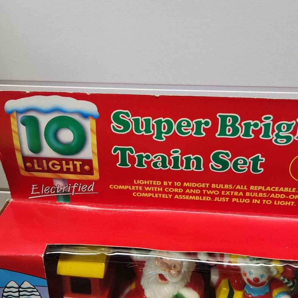 Vintage 80's Super Bright Train Set 10 Light Electrified New Open Box - Picture 2 of 8